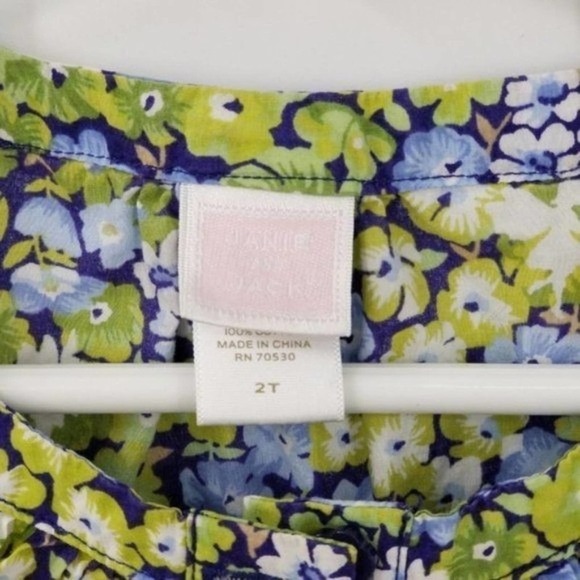 Janie and Jack Floral Print Ruffle Neckline Half Button Popover Blouse Top Sz 2T - Picture 5 of 7